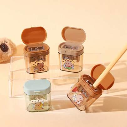 Apontador de Lápis com Furo Duplo - Design Inspirado em Capivaras, Perfeito para Lápis e Lápis de Sobrancelha na Volta às Aulas