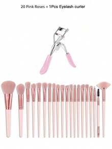 4/17/21/23/36/43件套化妆工具套装，包含：1个多功能拉链防水化妆包+20支化妆刷套装+4个化妆海绵+4个迷你化妆海绵+4个三角粉扑+2个迷你气垫粉扑+3个圆形粉扑+1个发圈+2个手碗带（防止水滴入衣物）+1个化妆刷清洁工具+1个睫毛夹 - 淺粉色 - 查看 12