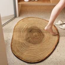 1pc Faux Tree Ring Pattern Stylish Bathroom Mat, Suitable For Toilet, Bathroom, Entrance, Durable, Easy To Clean, Elegant, Size Options Available