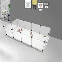 12PC Panels Pet Playpen , Small Animal Playpen, Pet Fence Indoor, DIY Plastic Enclosure For Guinea Pigs, Bunny, Hamsters, Hedgehogs