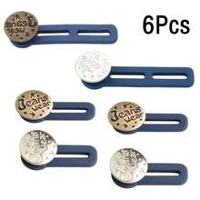 6 件金属纽扣延长器，适合牛仔裤、裤子和衬衫领子，即时腰部延长器，带硅胶