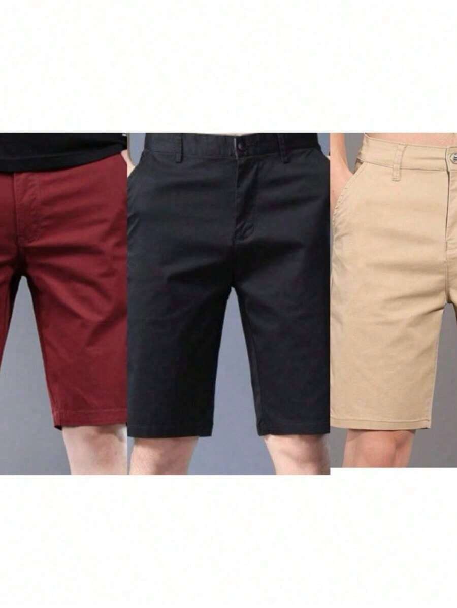 Kit 3 Men's Twill Bermuda Shorts - Coral Orange - View 1