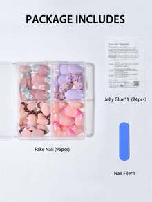 96片（4种混合色）芙蓉花美甲贴纸，法式亚克力美甲设计，适合短指甲，包含粉色、黄色、白色法式贴片，完美贴合短指甲。套装包含：1瓶甲油胶和1把指甲锉。易于佩戴，适合夏季，打造法式美甲，是女性日常工作、派对等场合的理想之选。 - 彩色 - 查看 5
