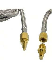 0-20 Psi Adjustable Propane Regulator With Hose. 8 Feet Y Splitter Double Braided Hose With 1/8" MNPT Pipe Fitting For Double Propane Outdoor Burner, Turkey Fryer, Cooker - 銀色 - 查看 9