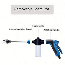Novo Estilo Pistola de Pulverização de Alta Pressão para Lavagem de Carros, Pistola de Pulverização Multiuso, Mangueira de Jardim com 3 Conexões Duráveis e Jarra de Espuma, Bico Rociador de Mangueira Conveniente, Várias Tamanhos para Escolher para Lavagem de Carro, Gramado e Jardim, Rega de Plantas, Acessórios de Limpeza com Recipiente de Armazenamento
