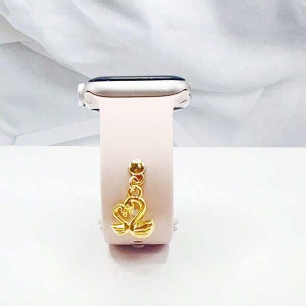 1pc Gold Swan Metal Watch Band Decor, Suitable For Silicone Watch Strap Series