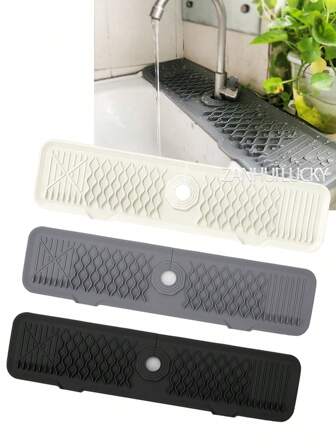 Pantalla antisalpicaduras de goma silicona para grifo, tapete colector de agua del grifo, tapete de fregadero de silicona talla grande largo para cocina, baño, lavandería, casa de campo, bar y caravana