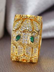 1 Pc Retro & Elegant Multi-Faceted Combination Floral Pattern Circular & Teardrop Hollow Wide Band Ring, Suitable For Women, Formal Party Wear, All-Match, A Great Gift For Elders, Parents, Teachers