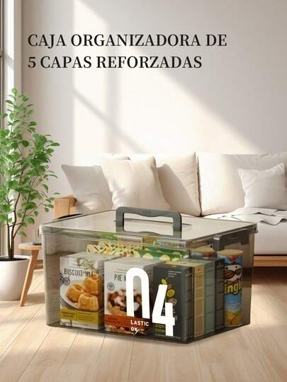Cristal del Hogar – Organizador Transparente Multiusos para Ropa y Juguetes (Gris Nube/Blanco Gélido) – Contenedor Hermético PET 30x20.5x17cm con Asa Ergonómica, Regalo de Orden para Navidad y.Organizador transparente para niños,Caja hermética para automóvil,Contenedor de diseño minimalista,Regalo útil para amantes del orden,Almacenaje visible para dormitorio.
