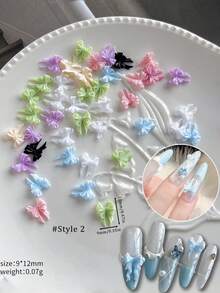 30 件马卡龙色 3D 蝴蝶结美甲装饰，别致丝带美甲配件，适合女性和女孩 DIY 工艺美甲用品指甲美甲饰物美甲宝石 - 彩色 - 查看 10