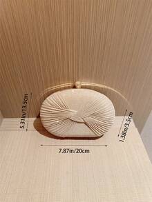 1 pièce Sac de soirée mini en forme d''œuf avec design nœud brillant, décoré de strass élégant et de luxe, sac de soirée charmant, convient pour une fête de mode, un bal de promo, un mariage romantique, un anniversaire, peut être offert, avec chaîne d''épaule amovible - Doré - Voir 7