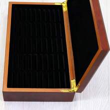 50pcs 46MM Coin Capsules Storage Box & Wooden Case Holders Collection Display UK - Brown - View 5