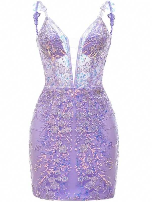 Lace Homecoming Dresses Sparkly Bodycon Floral Prom Dresses Short Tight Formal Party Dress  Plain    Sexy  Party    Zipper  Contrast Sequin  Contrast Lace    Homecoming Dress  Graduation Party