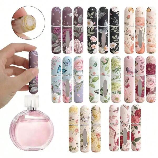 3PCS. 5ML Flower And Butterfly Perfume Spray Bottle, Refillable Perfume Atomizer - Travel Spray Bottle Filled At The Bottom - Mini Cosmetics Bottle, Perfume, Various Colors Available, Birthday Gifts For Family And Friends, Holiday Gifts, Travel Portable Perfume Bottle