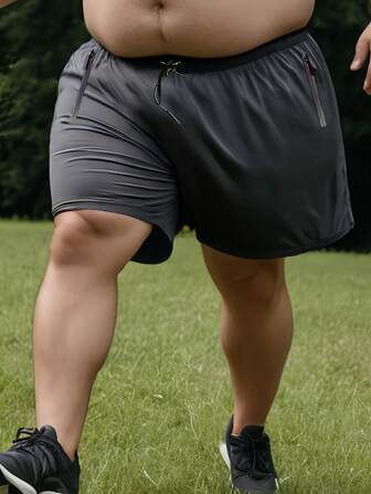 Plus Size Men's Sports Shorts, Training & Fitness Shorts, Breathable Lightweight Stretchy Running Shorts, Summer