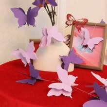 1 pieza Guirnalda de mariposas de papel 3D con banderas de colores, adecuada para bodas, fiestas, cumpleaños, decoración colgante de vacaciones DIY, decoración de guirnalda de mariposas 3D, banderas vibrantes etéreas, de color aleatorio (a juego para bodas, fiestas, vacaciones), alegre decoración de mariposas de colores que agrega un ambiente romántico