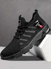 Plus Size Men's Casual Breathable Sports Running Shoes, Outdoor Fashion Solid Color Light-Weight Training Sneakers