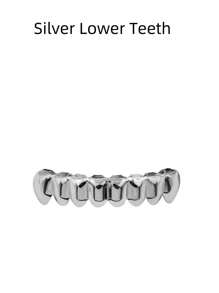 1 peça/2 peças Grillz de dentes com glitter de Hip-Hop, Cor Dourada com 8 dentes superior e inferior, Acessórios de fantasia de rapper unissex para festa de Halloween