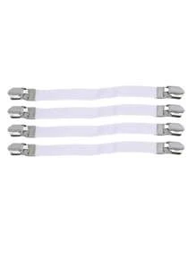 4 pièces Fixateurs de draps de lit réglables avec boucles anti-glissement - Clips faciles à utiliser pour canapé et nappe avec sangles réglables - Blanc, et essentiels de maison durables