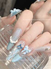 30 件马卡龙色 3D 蝴蝶结美甲装饰，别致丝带美甲配件，适合女性和女孩 DIY 工艺美甲用品指甲美甲饰物美甲宝石 - 彩色 - 查看 4