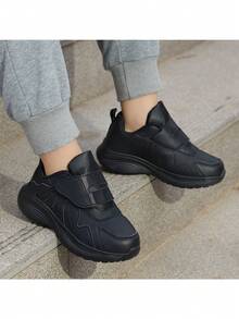 1 par de zapatillas deportivas ligeras para niños, adecuadas para niños y niñas, con cierre de gancho y bucle y material de malla, zapatillas de tenis - Negro - Ver 8