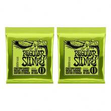 Paquete de 2 cuerdas para guitarra eléctrica Ernie Ball 2221 Slinky Series 10-46. - Amarillo - Ver 1