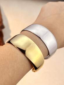 1 pieza Pulsera minimalista de acero inoxidable con baño de oro de titanio, regalo de joyería para el Día de San Valentín, uso diario