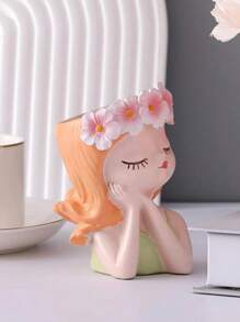 1pc Creative Cute Fairy Pen Holder & Vase Storage Rack, Nordic Style Luxury Fairy Succulent Large Flowerpot Decor For Living Room, Desktop Pen Holder Storage, Home Foyer Vase Decor
