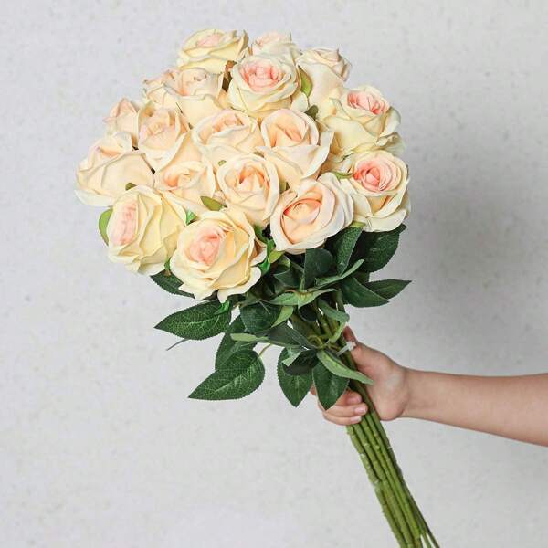 Nejlue Artificial Flowers/Plants1111 Home & Living 1/5/10Pcs Champagne Color Artificial Real Touch Rose, Champagne Rose Bouquet, Long-Stem Silk Rose, Bridal Bouquet, Valentine"S Day Bouquet,For Home Decor,Room Decor,Garden Decor,Wall Decor,Indoor Outdoor Decor, Bedroom Decor,Wedding Decoration,Table Decoration,Christmas Decorations,Party Decorations,Halloween Decoration,Birthday Decoration,Autumn Decor