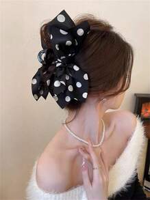 1 Stück eleganter Stoffbogen Polka Punkt Haarklammer für Damen, Punkt Schleife Pferdeschwanz Hochsteckfrisur Haarklammer, geeignet für Kleider, vielseitige tägliche Haarstyling Deko-Accessoires, boho elegante Mode Haarzubehör