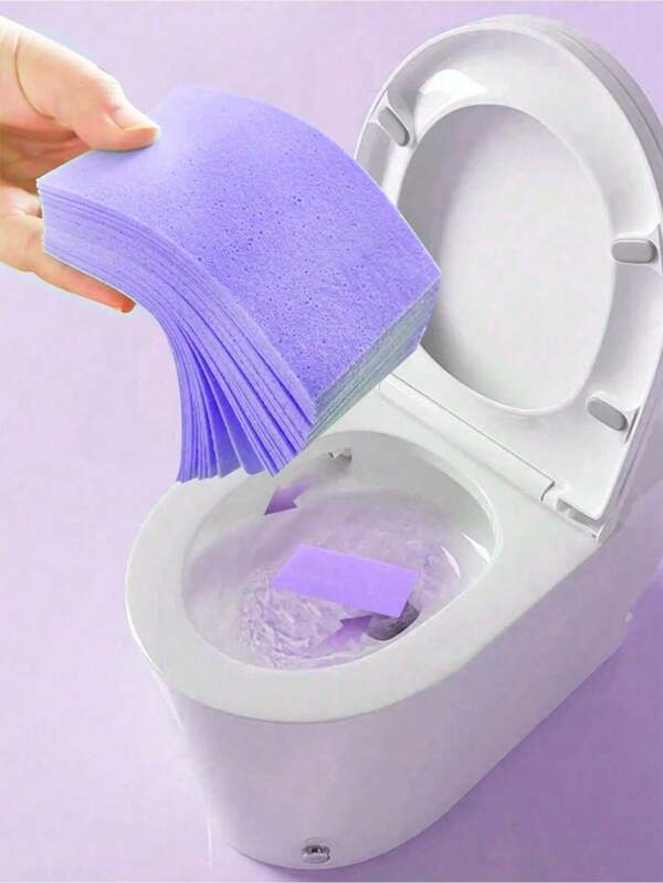 30pcs Toilet Cleaning Paper, Toilet Cleaner, Floor Cleaner, Household Floor Cleaning Wipes, Toilet Odor Remover, Toilet Limescale Remover, Deodorizer, Bathroom Decoration For Summer