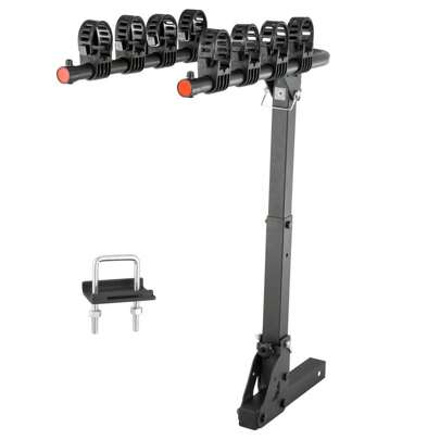 4-Bike Hitch Mount Carrier Rack For 2-Inch Receiver, 150 LB Capacity Bicycle Rack With Tilting And Folding Design, No-Wobble U Bolt & Strap For Cars,