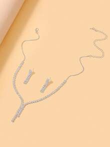 1 Set Elegant Party/Wedding Bridal Jewelry Accessories - Earrings & Necklace