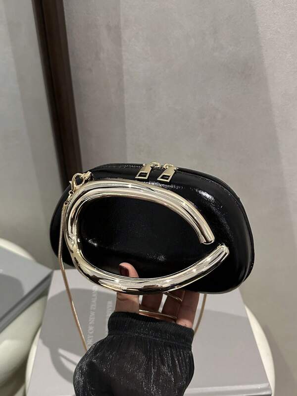 Retro Metal Handle Circular Evening Bag, Cross-Border EU & US Style Mini Shoulder Crossbody Bag For Women
