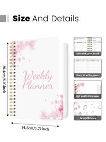 BUBU 1pc A5 Weekly Planner Back To School 2025, + Index Stickers, Simple Undated Academic Daily Planner With Time Blocking, To-Do Lists, Mood & Sleep Tracker, For Teens, Work And Home,Office School Supplies