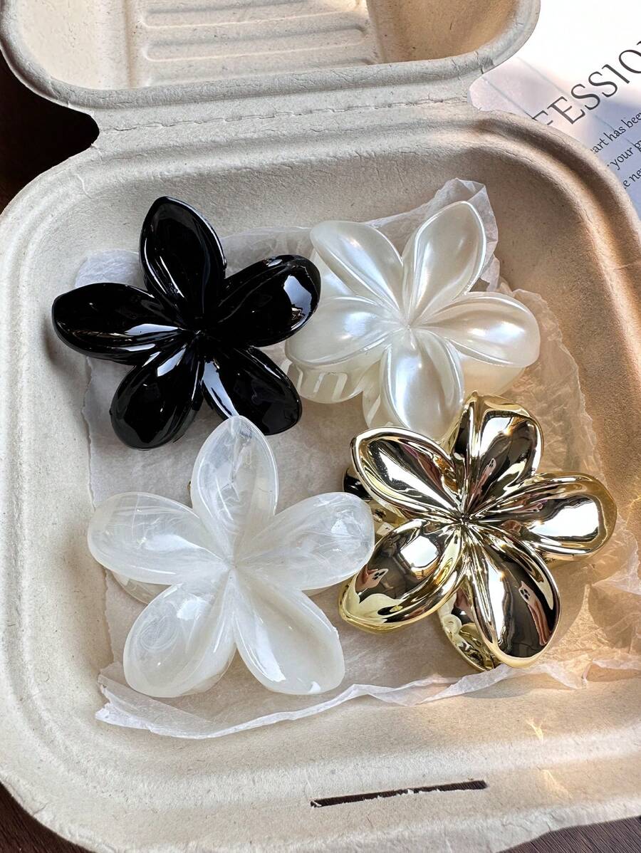 4pcs Acrylic Flower Large Hair Claws, Elegant Sophisticated Personalized Bun Clips, Versatile Decorative Hair Accessories, Sweet Cute For Everyday Wear Hair Jaw Clip Hair Clamps Hair Clutch Hair Claw Clip Fashion Hair Clips Women Claw Clips Fall Winter For Vacation Outfits Woman