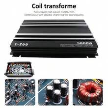 [12V Car Amplifier] KUERL 4 Channel AB Class 12V Car Amplifier | 5800W Power | Car Audio Amplifier To Drive Subwoofers And Speakers - màu đen - Xem 7