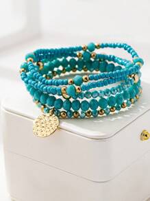 10pcs/Set Boho Chic Elastic Glass Seed Beaded Bracelets For Women, Handmade Jewelry (Quantity, Bead Size And Position Random)