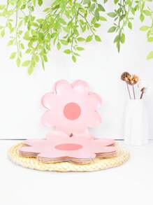 10 Stücke/20 Stücke/50 Stücke hellrosa Gänseblümchen Pappteller, Blumenpappteller, blumige Pariser Teller, Frühlings-Gänseblümchen Party Pappteller, blumenförmige Pappteller, Gänseblümchen Party Zubehör für Geburtstag, Hochzeit, Babyparty