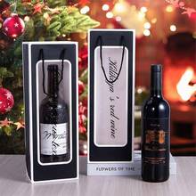 1pc Customized Text Wine Bottle Storage Gift Bag, Holiday Party & Daily Wine Bottle Carrying Bag With Transparent Window For Single Bottle Wine Gift Packaging