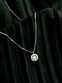 BALMORA 1 colar com pingente retrô elegante de prata esterlina S925 com opala sintética e zircônia cúbica incrustada para mulheres como presente de Dia das Mães