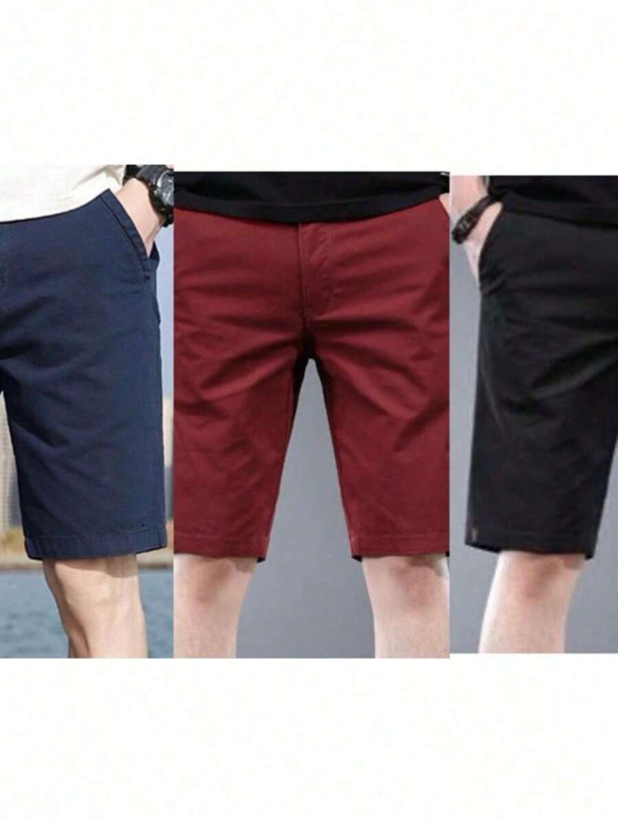 Kit 3 Men's Twill Bermuda Shorts - Azul Marino - Ver 1