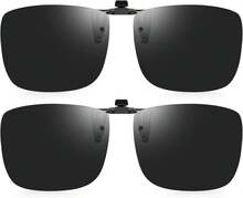 CAXMAN Polarized Clip On Sunglasses Over Prescription Glasses For Men Women UV Protection - Dark Black - Cat.4 Lens - View 1
