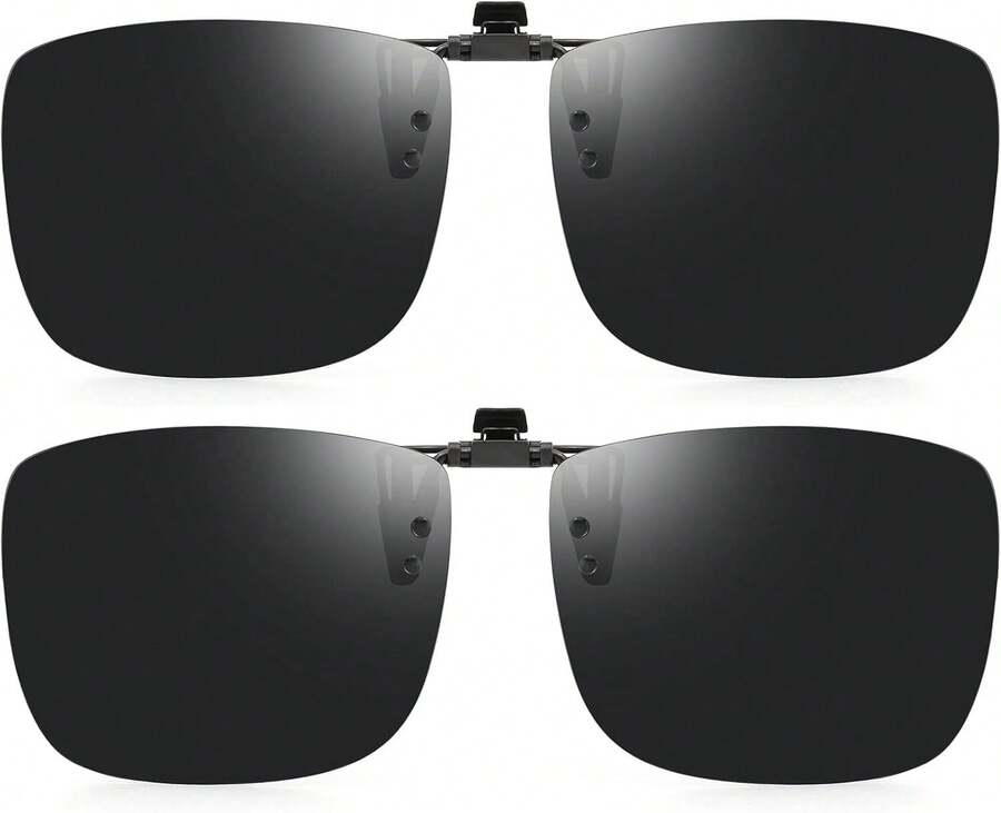 CAXMAN Polarized Clip On Sunglasses Over Prescription Glasses For Men Women UV Protection - Dark Black - Cat.4 Lens - View 1