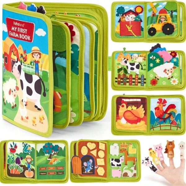 Libros de fieltro interactivos para niños, libros educativos cognitivos, libros de fieltro irrompibles, libros de cuentos de granja para manualidades DIY