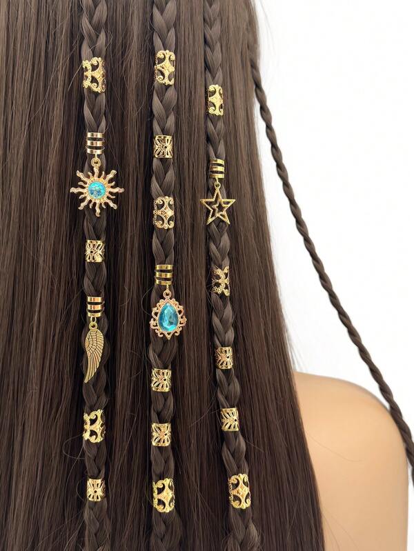 24pcs Baroque Sea Elements Dreadlocks Hair Accessories For Summer Hair Jewelry Dreadlock Braid For Girls Music Festival