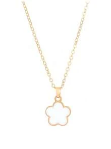 简约时尚四叶草花项链 - 彩色 - 查看 3