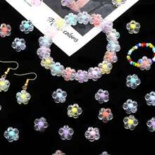 Yiwu Qiyou Accessories Co., LTD 12mm 200/100pcs Random Color Mixing Flower Acrylic Beads Matter Mix Color For Jewelry Making Dly Couple Bracelet NecklaceHandicrafts Small Business Supplies