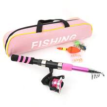1 Set Women's Pink Single Rod Single Reel Kit, Includes 1.8m Lightweight Fishing Rod, 1 Fishing Reel, Bait Accessories, And A Portable Tackle Bag. 3 Colors Reel Can Be Mixed And Matched According To Your Preferred Style. - Pink - View 5