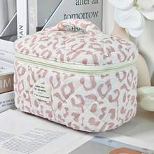 Fashionable Pink Leopard Print Cosmetic Organizer Bag, Large Capacity Portable Travel Toiletry Pouch, Multi-Function Makeup Bag, Gift For Holidays, Back To School, Conferences, Parties, Home, Festivals Bag,Room Decor, Bags,Makeup Bag,Vanity,Travel,Make Up Bag,Travel Essentials,Organizer,Storage,Travel Essential,Makeup Organizer,Makeup Bags,Make Up Organizer,Organiser,Toiletry Bag,Desk Organiser,Cosmetic Bag,Makeup Pouch,Make Up Organize,Vanity Accessories,Make Up Pouch,Make Up Bags - Pink - View 4